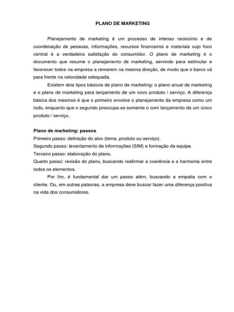 Guia Completo para Plano de Marketing | PDF | Marketing | Marca