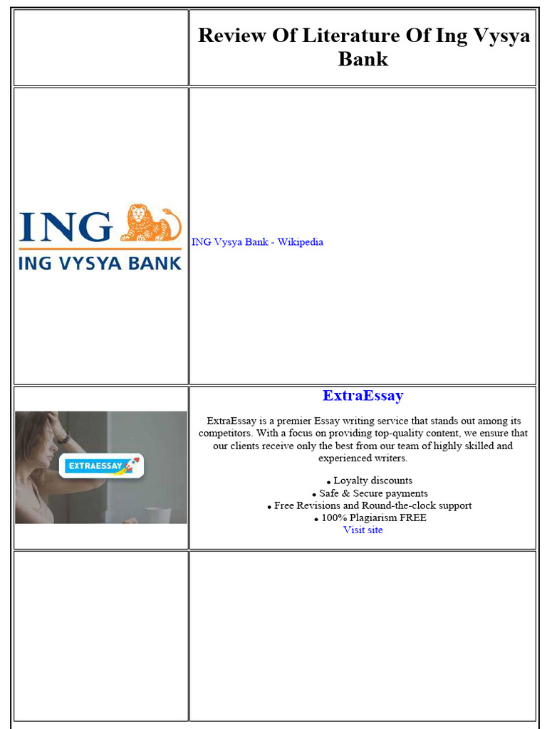 Review of Literature of Ing Vysya Bank | PDF | Banks | Banks & Banking