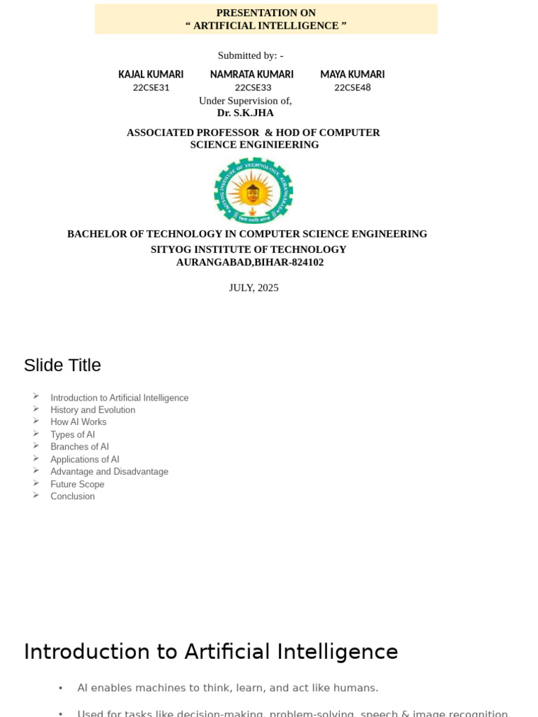Presentation Artificial Intelligence Pdf Artificial Intelligence