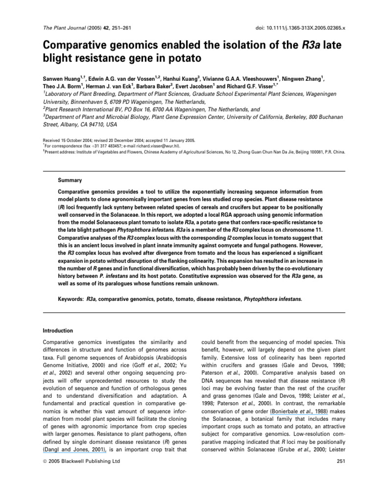 Isolating R3a Gene for Potato Blight Resistance | PDF | Gene | Potato