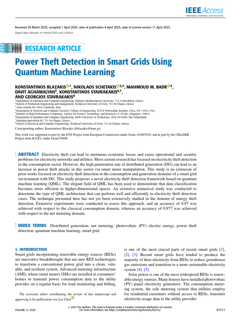 Quantum ML for Power Theft Detection | PDF | Photovoltaics | Smart Grid
