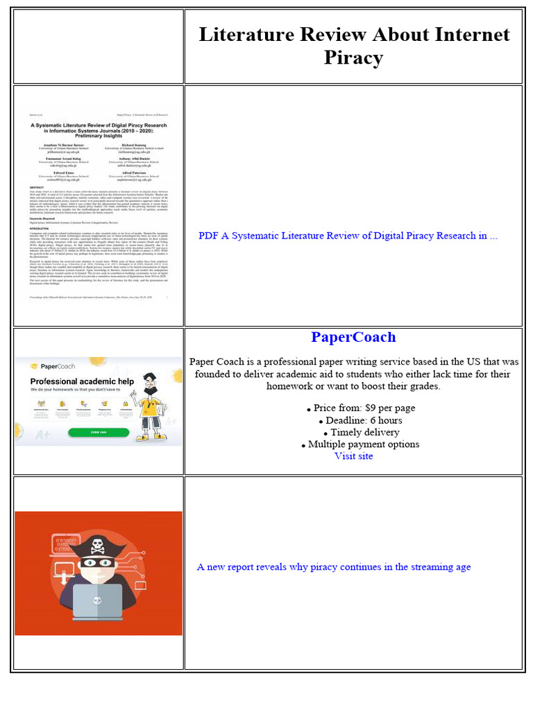 Literature Review About Internet Piracy | PDF | Copyright Infringement ...