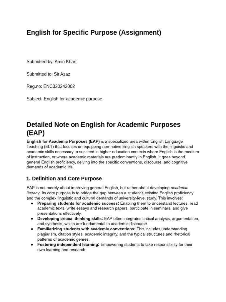 Defining English for Academic Purposes | PDF | Reading Comprehension ...