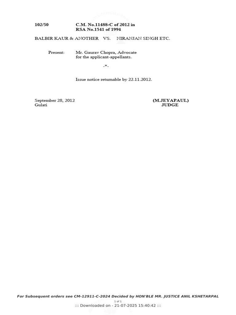 Rsa 1541 1994 28 09 2012 Interim Order | PDF