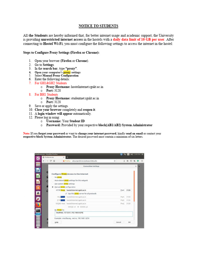 Hostel Internet Access Setup Guide | PDF