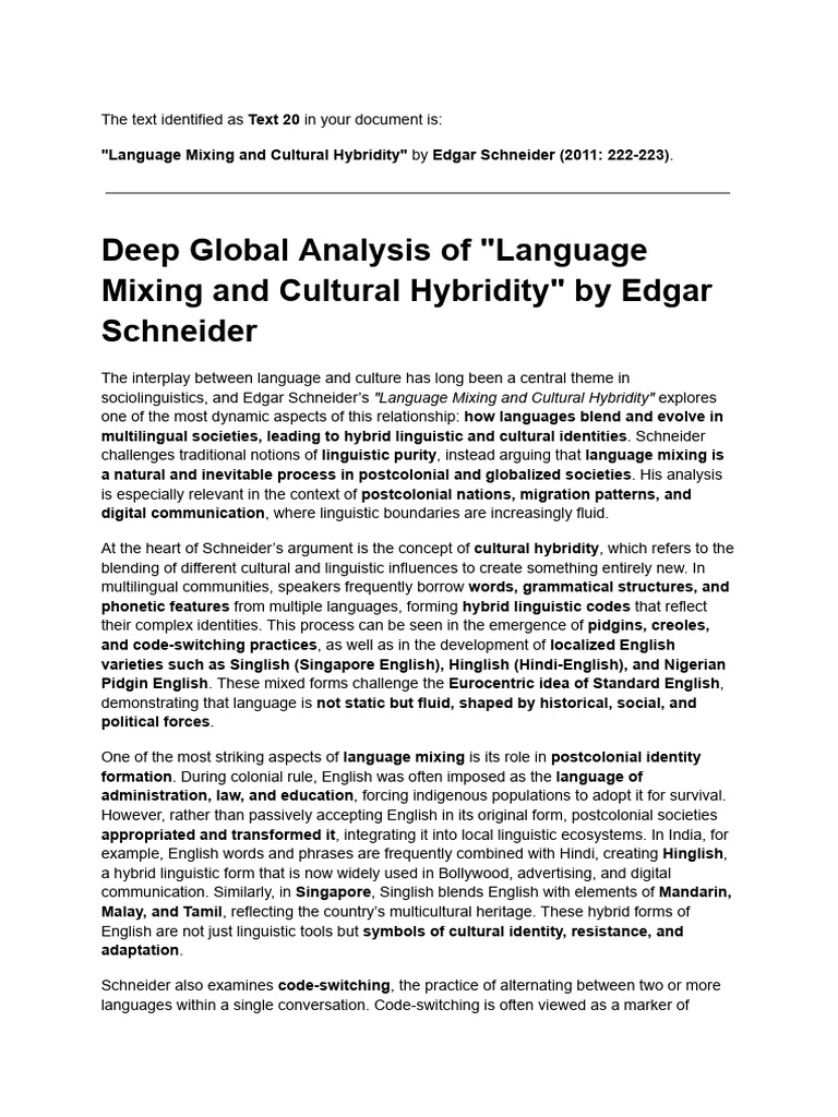 Language Mixing and Cultural Identity | PDF | English Language ...