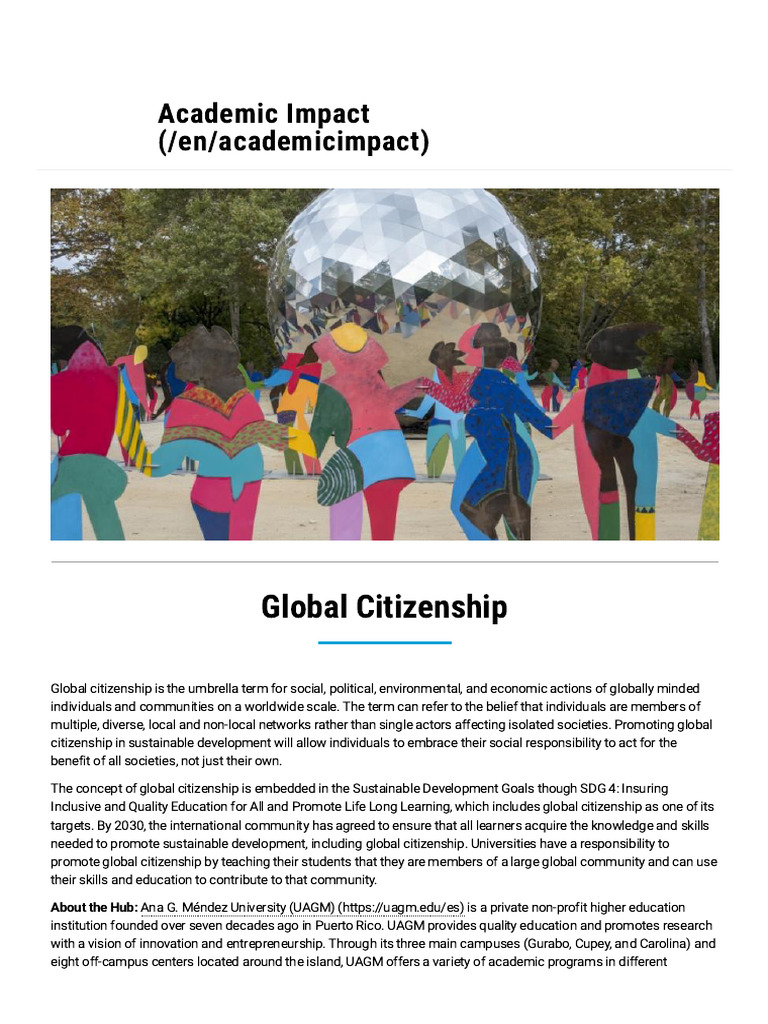 Global Citizenship - United Nations | PDF | Sustainable Development