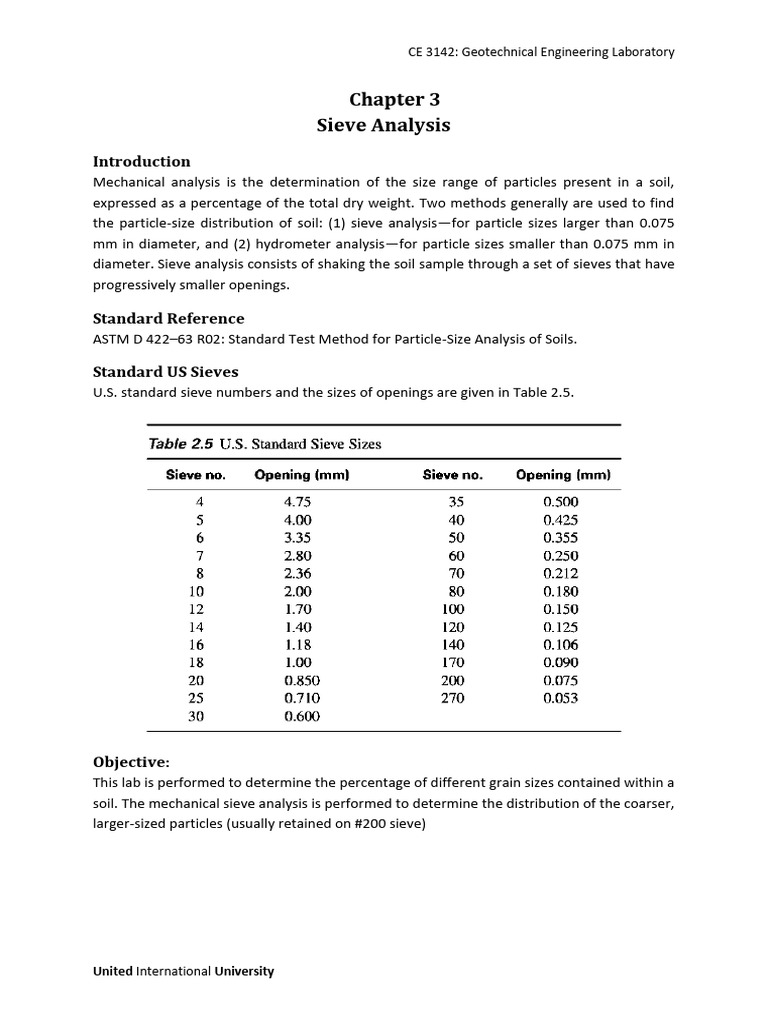 Sieve Analysis for Soil Particle Size | PDF | Particle Size ...