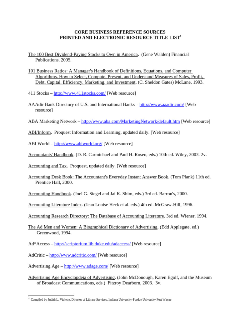 Essential Business Reference Sources | PDF | Financial Accounting ...