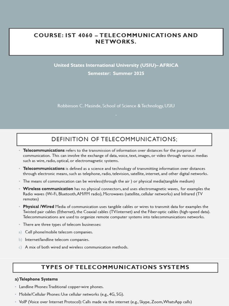 Telecommunications and Networks Overview | PDF | Telecommunications ...