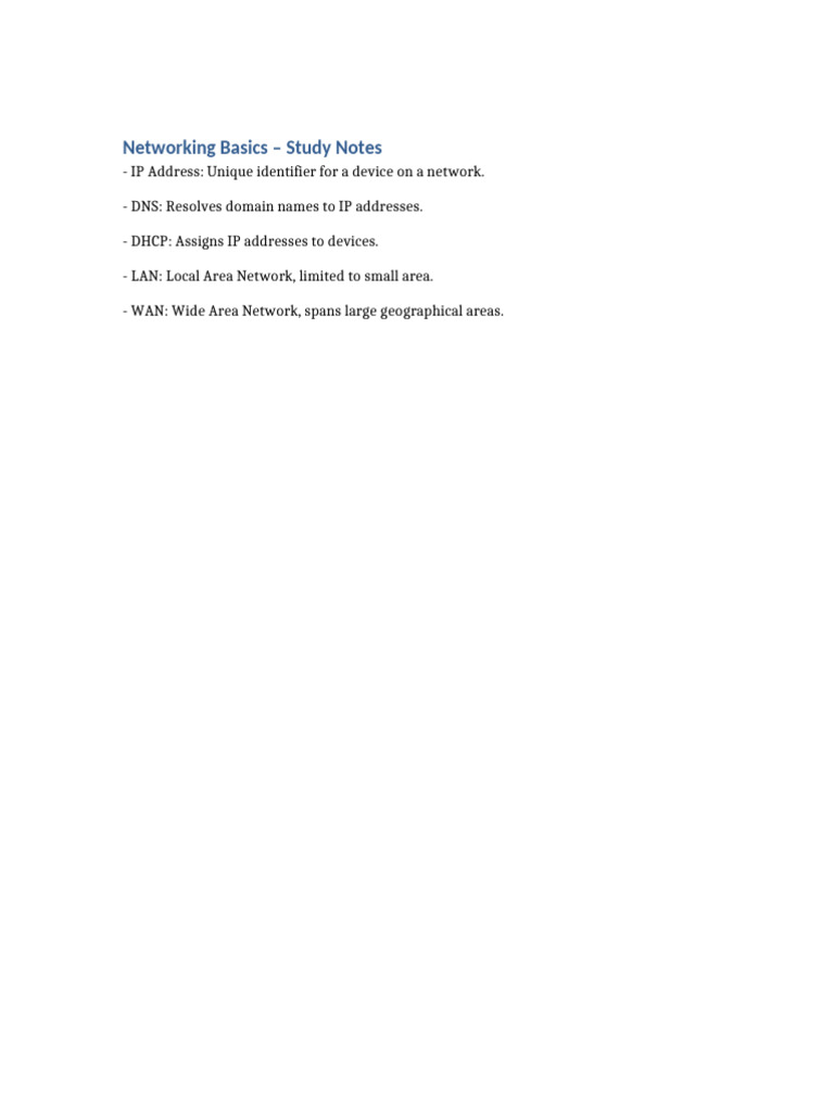 Networking Basics Notes | PDF