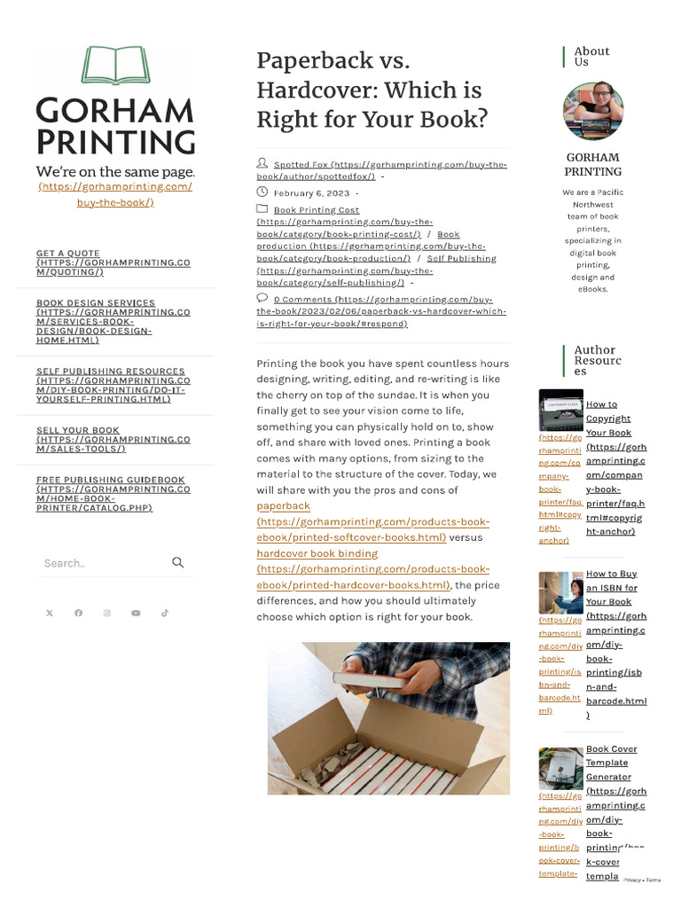 Paperback vs. Hardcover Which Is Right For Your Book | PDF