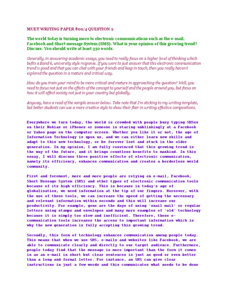 Muet Writing Paper 800 Pdf Short Message Service Email
