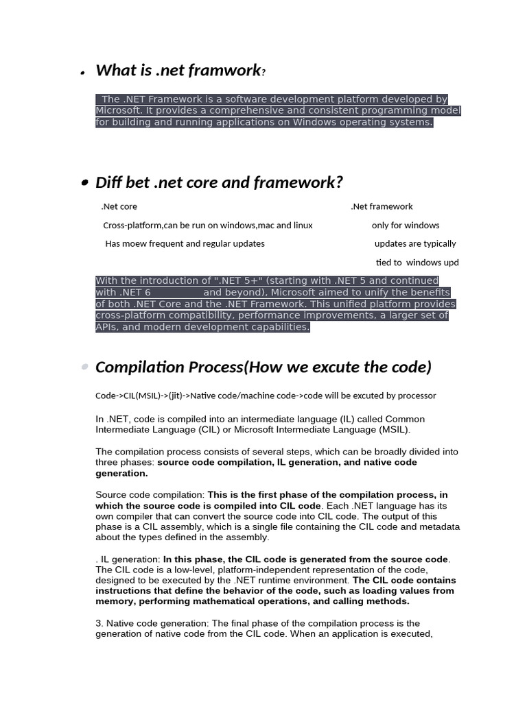 .NET Framework Overview and Compilation Process | PDF | Library ...