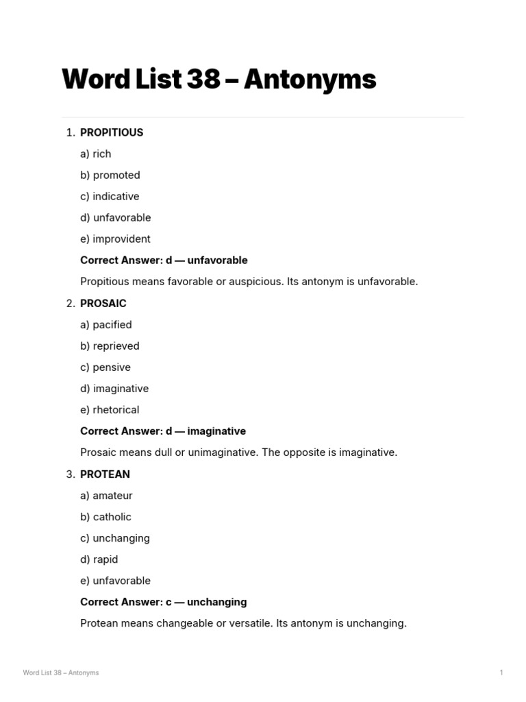 Antonyms for Common Words | PDF | Chess Theory | Chess Openings