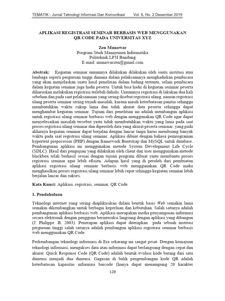 Aplikasi Registrasi Seminar QR Code Web | PDF