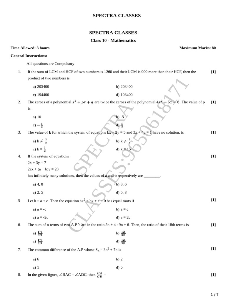10th Math. | PDF | Quadratic Equation | Cartesian Coordinate System