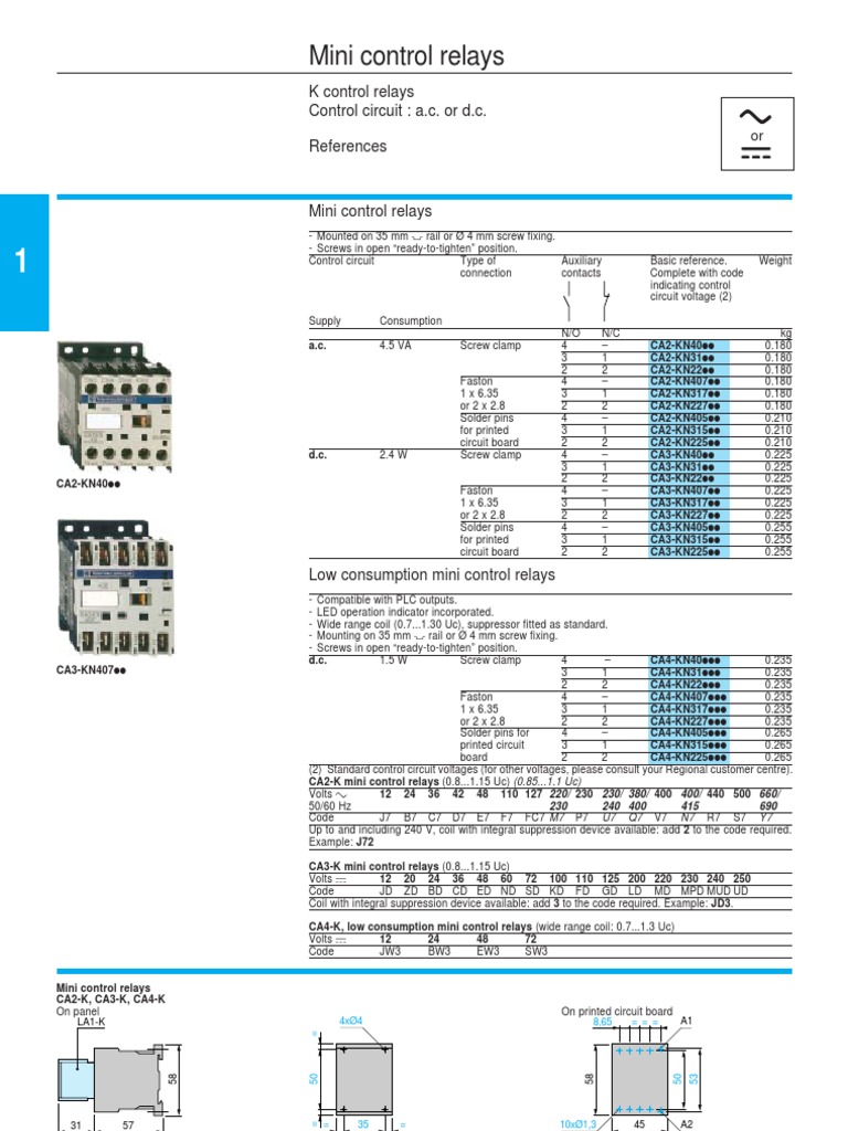 Telemecanique Mini Control Relays Guide | PDF | Relay | Electrical ...