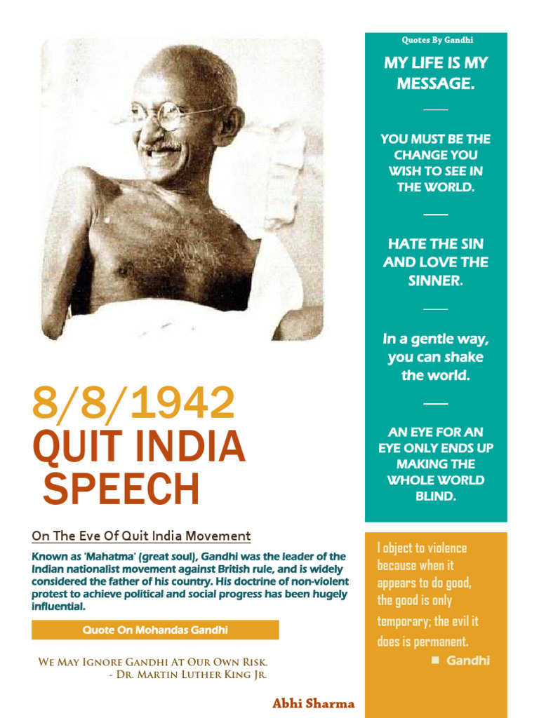 Gandhi's 1942 Quit India Speech | PDF | Mahatma Gandhi