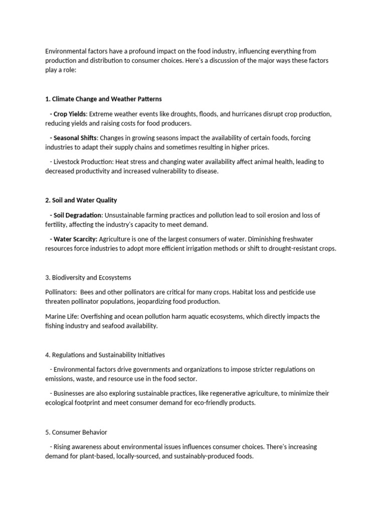 Environmental Impact on Food Industry | PDF | Agriculture | Sustainable ...