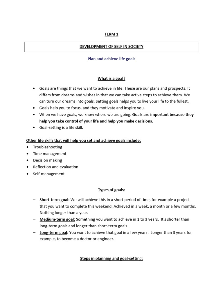 Goal Setting and Life Skills Guide | PDF | Elections | Student Loan
