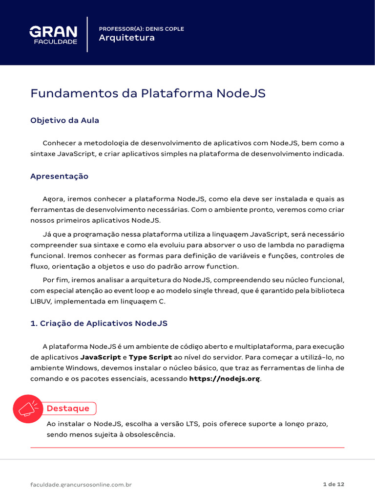 Fundamentos do NodeJS e JavaScript | PDF | Thread (informática ...