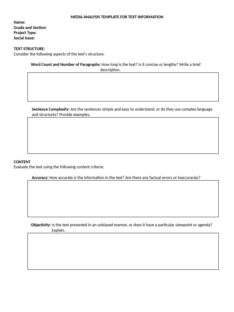 Media Analysis Template Overview | PDF | Information | Human Communication