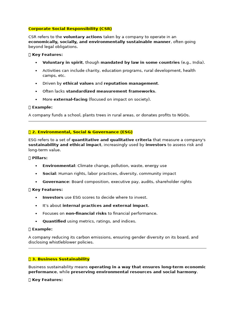 Understanding CSR, ESG, and Sustainability | PDF | Kyoto Protocol ...