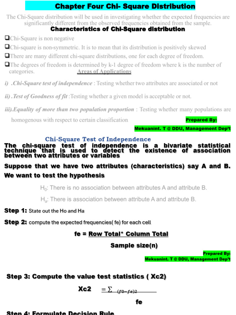 Chapter Four Chi-Square Meku | PDF | Chi Squared Test | Probability And ...