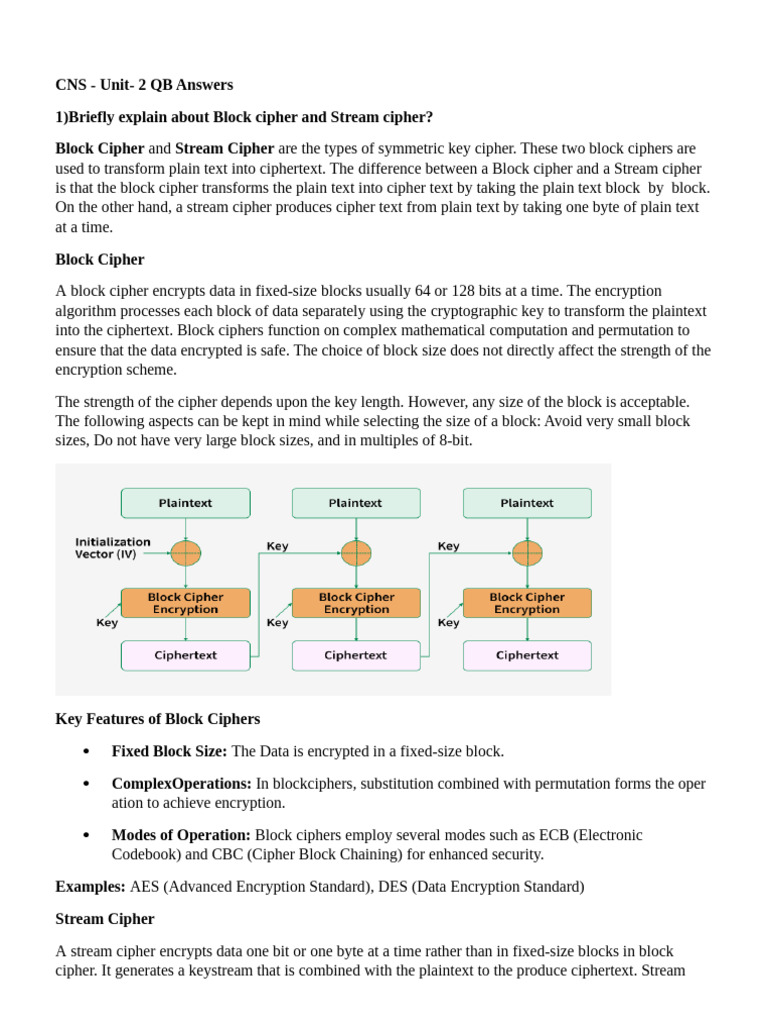 Block vs Stream Ciphers Explained | PDF | Encryption | Cipher