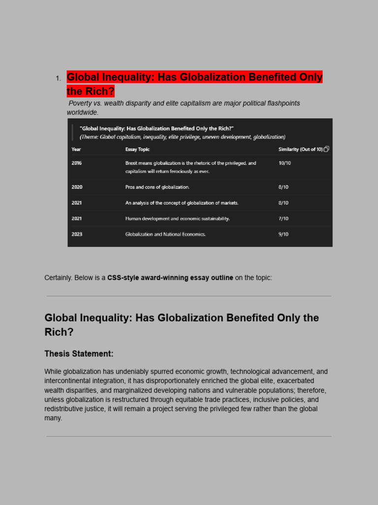 Global Inequality - Has Globalization Benefited Only The Rich | PDF ...