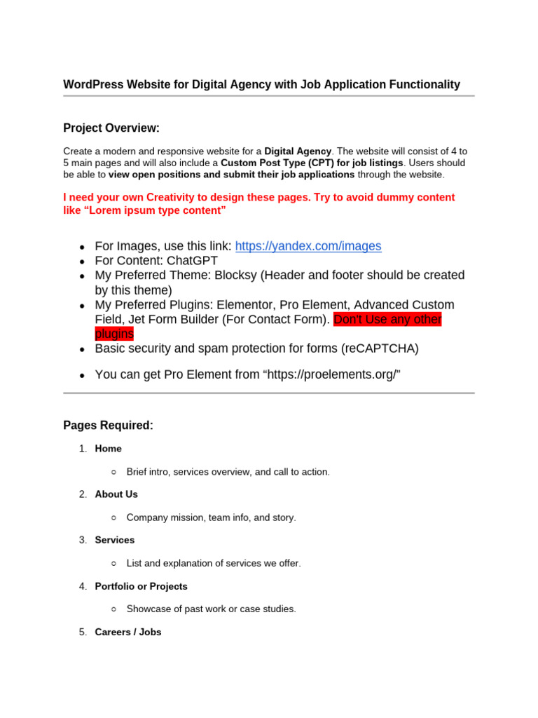 WordPress Website For Digital Agency With Job Application Functionality ...