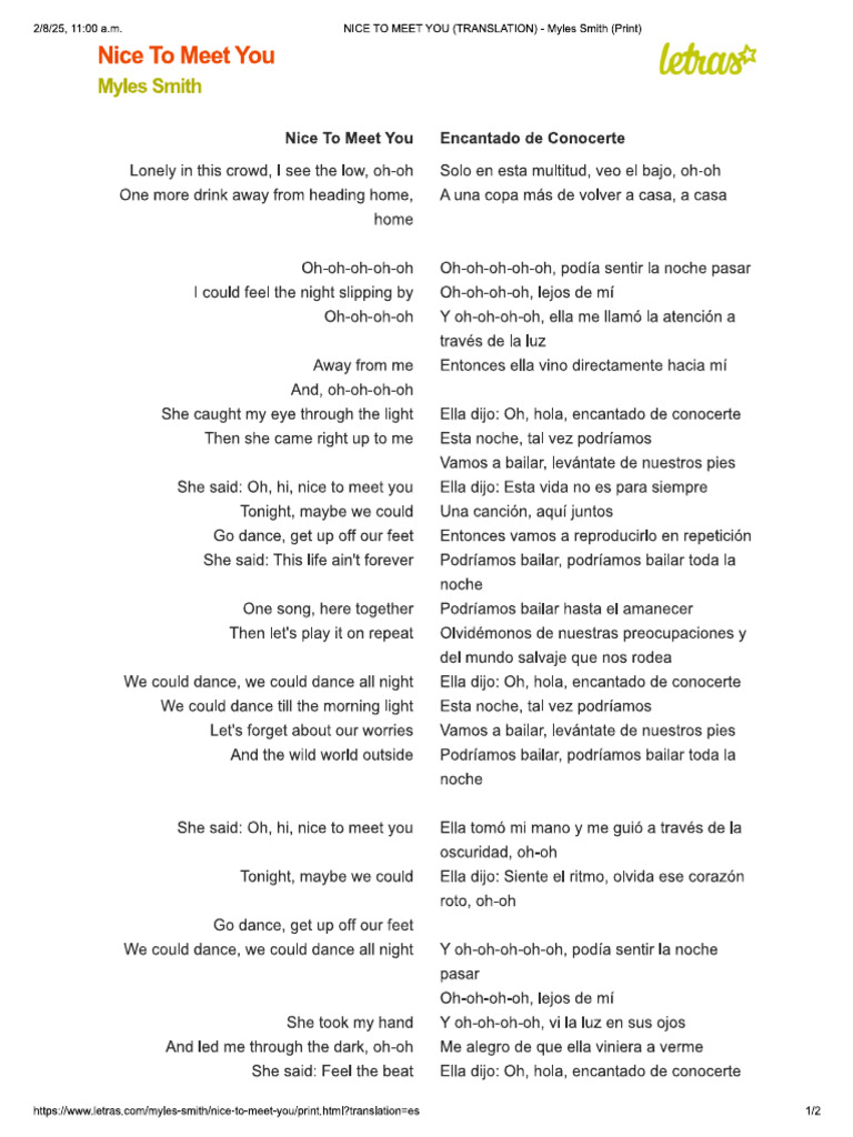 Nice To Meet You | PDF