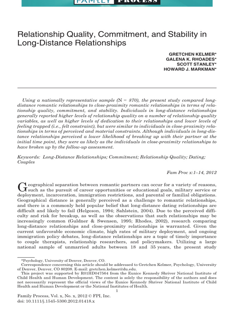 Long-Distance Relationships: Quality & Commitment | PDF | Race And ...