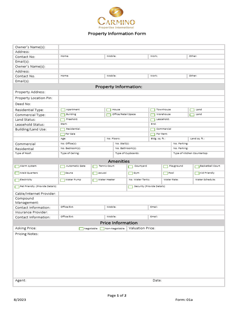 Form 01a - Property Information | PDF | Home