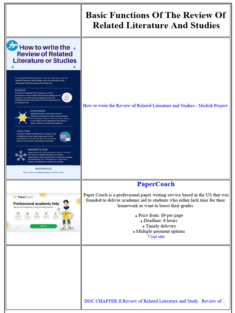 Basic Functions of The Review of Related Literature and Studies | PDF ...