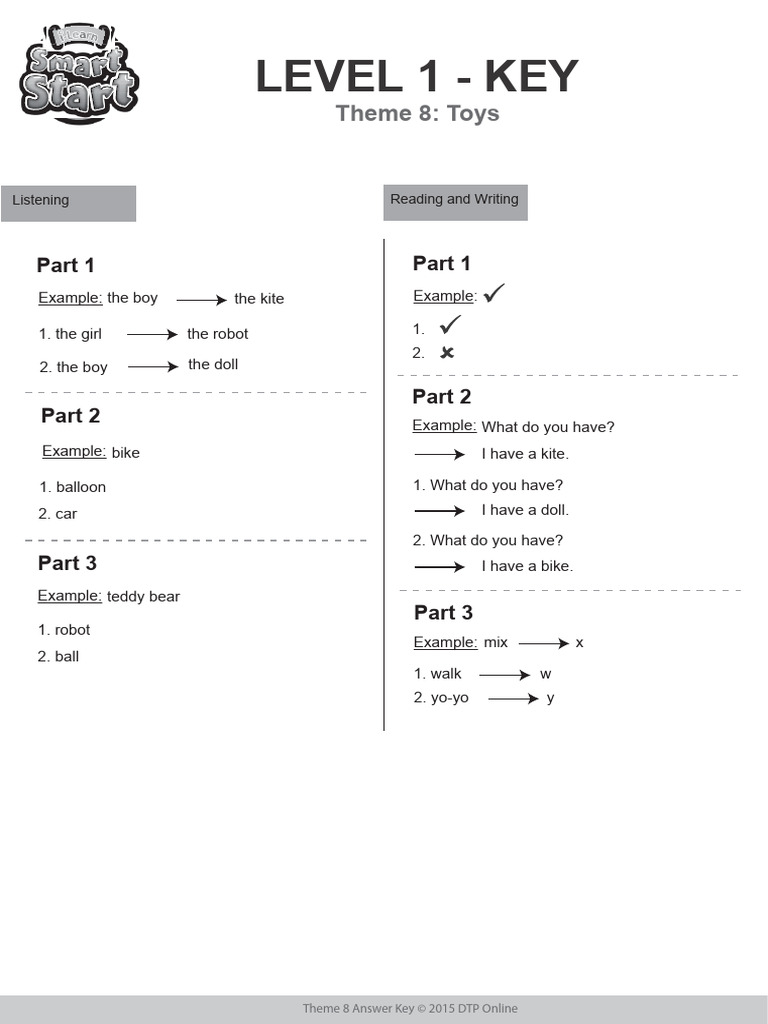I-Learn Smart Start 1 Theme 8 Answerkey - Ma | PDF