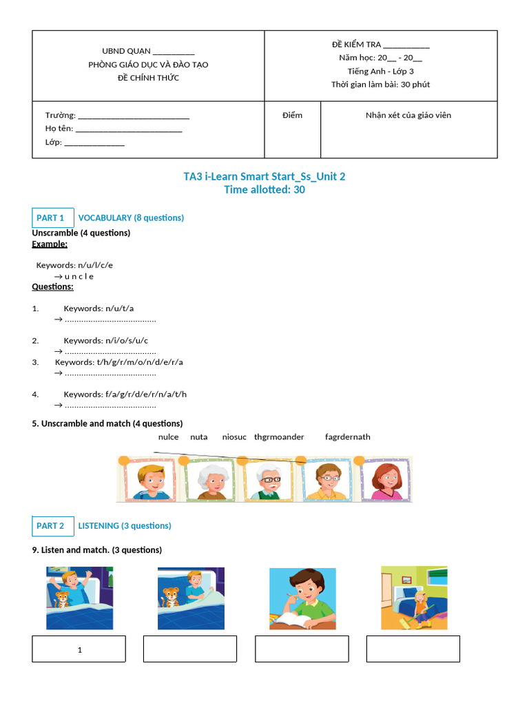 TA3 I-Learn Smart Start - Ss - Unit 2 | PDF