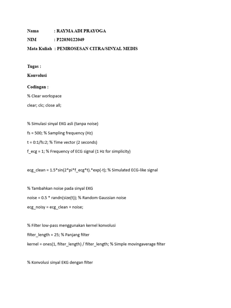 Tugas Pemrosesan Signal - Tugas Konvolusi - Rayma Adi | PDF