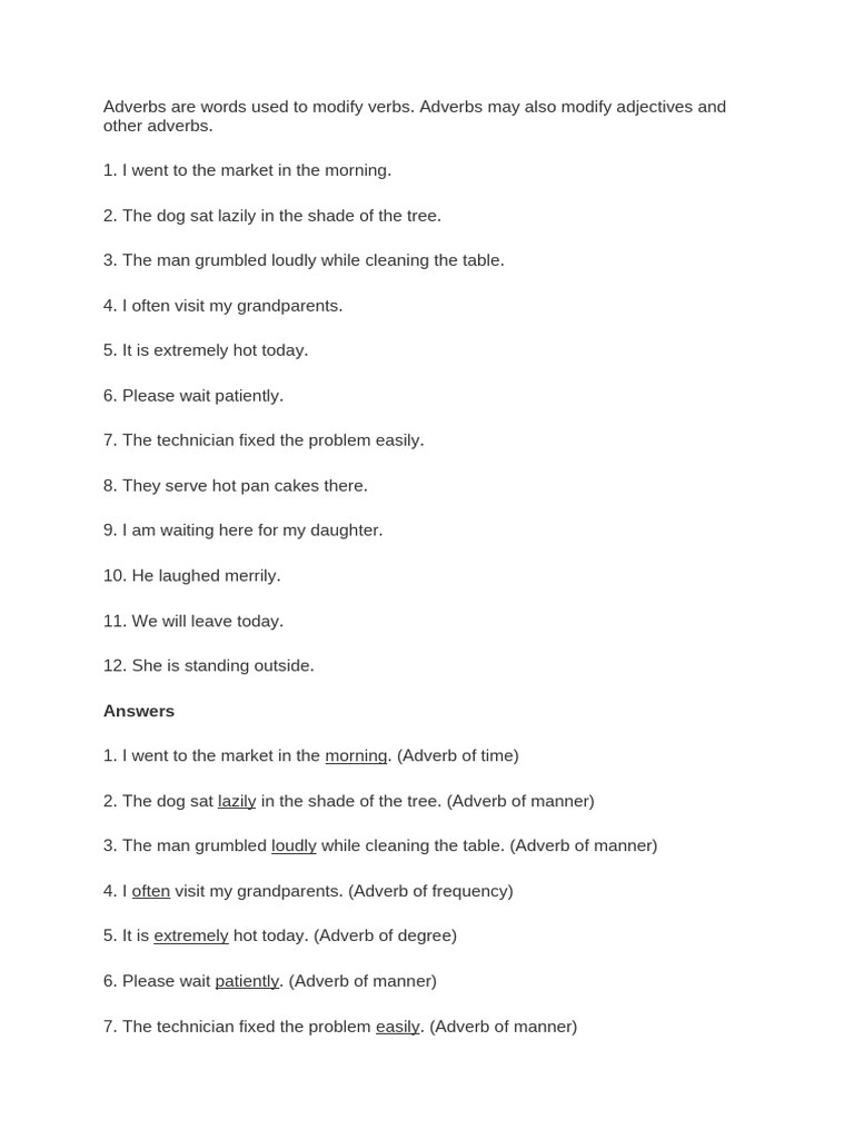 Adverbs Are Words Used To Modify Verbs | PDF