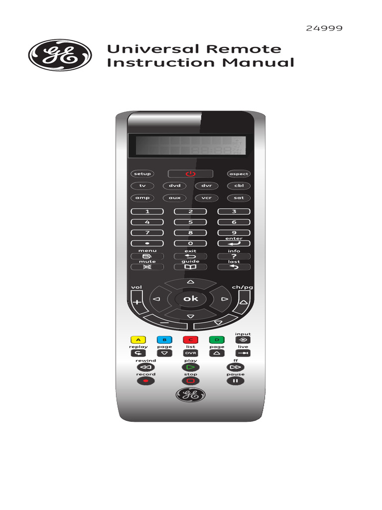 GE Universal Remotes 24999 Manual | PDF | Digital Video Recorder | Menu ...