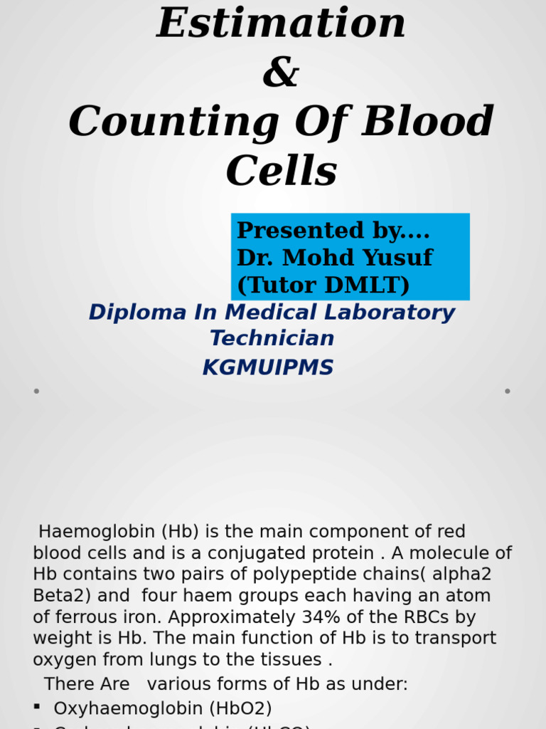Blood Cell Estimation Techniques | PDF | Anemia | Hemoglobin