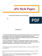 The APA Style Paper: Format and Documentation of A Research Study