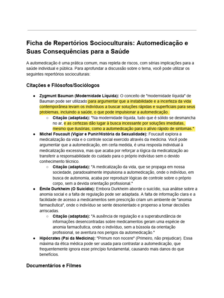 Repertórios sobre Automedicação e Saúde | PDF | Remédio