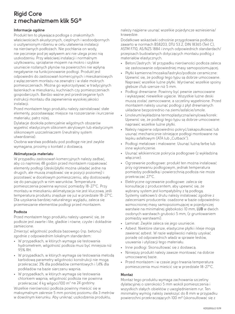 PL - 5g Rigid Core Installation Guidelines | PDF