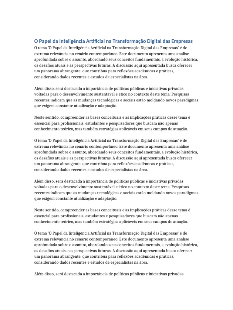 Inteligência Artificial na Transformação Digital | PDF | Inteligência ...
