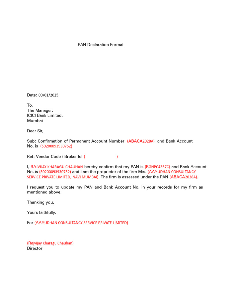 PAN+Declaration+ Format+4 | PDF