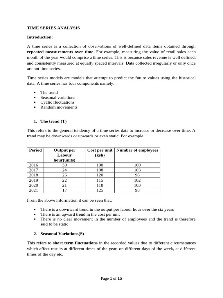 Lecture-3 Time Series Analysis | PDF | Seasonality | Forecasting