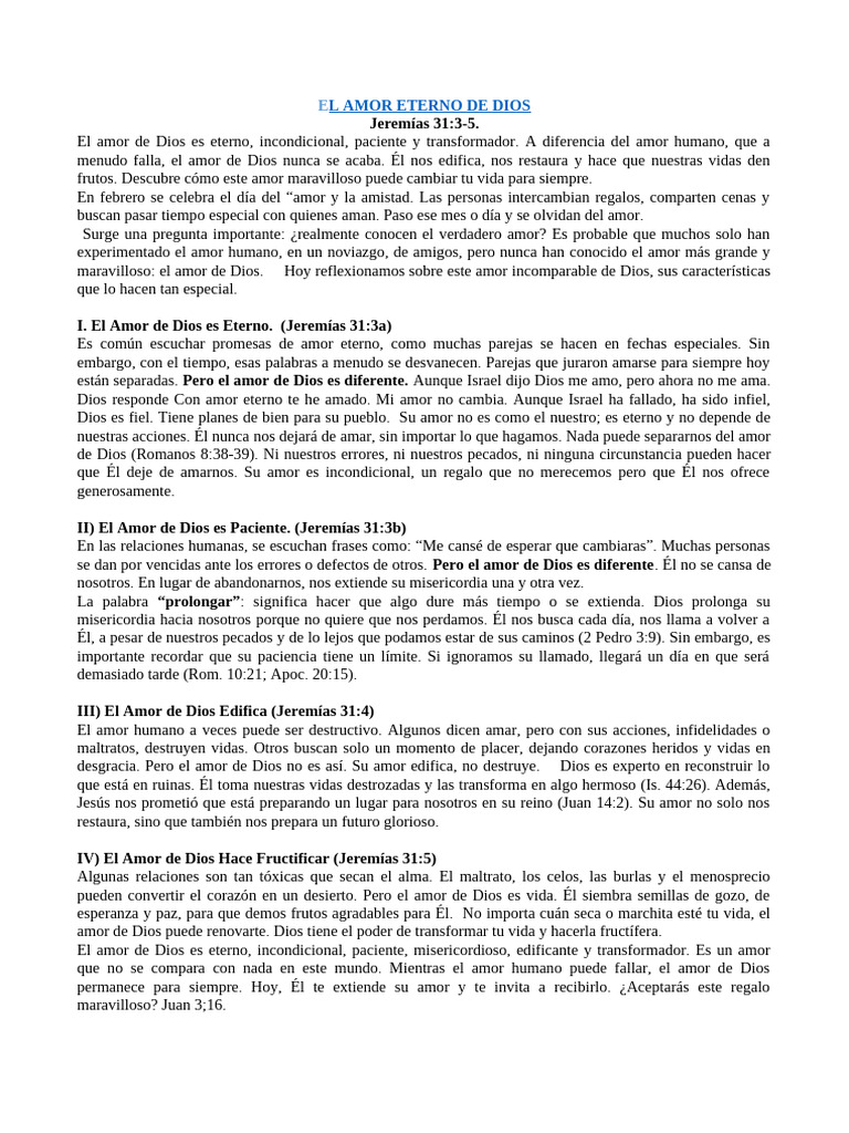 El Amor Eterno de Dios | PDF | Amor | Dios