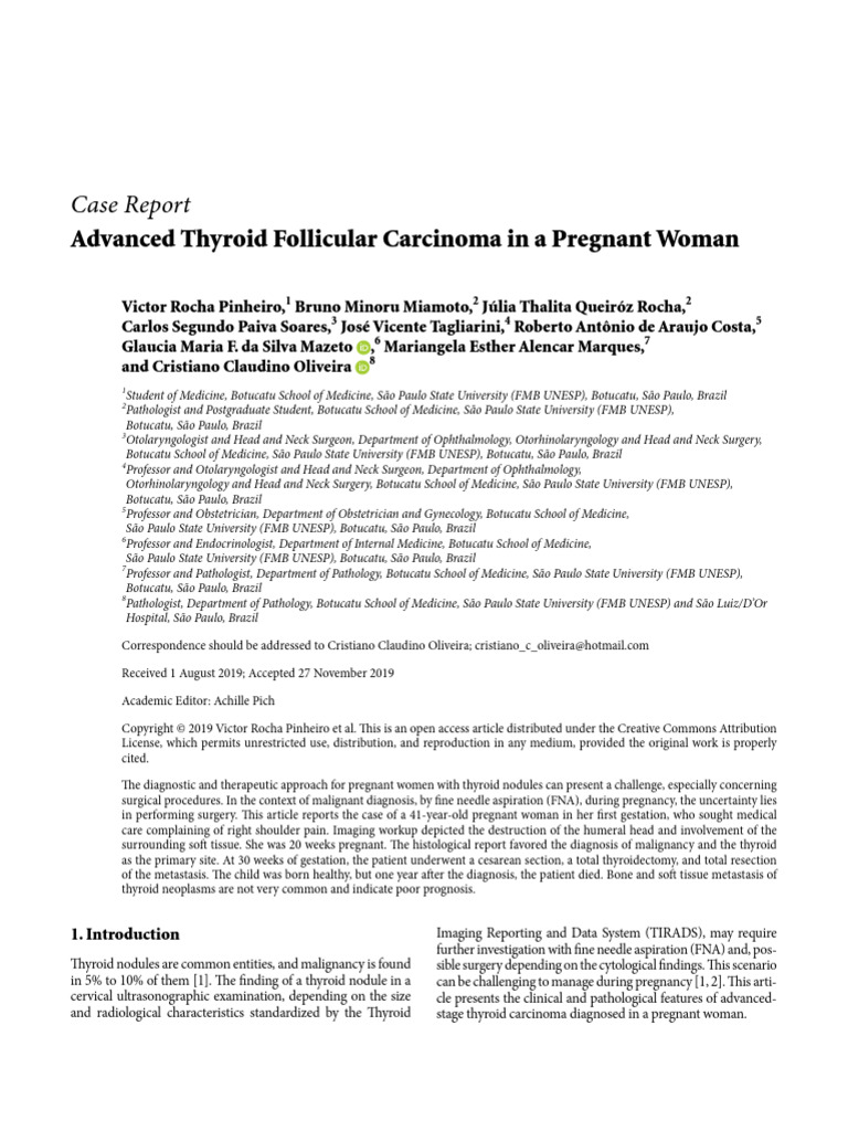 Advanced Thyroid Follicular Carcinoma in A Pregnant Woman | PDF ...